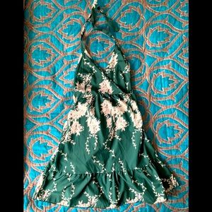 Green floral halter dress
